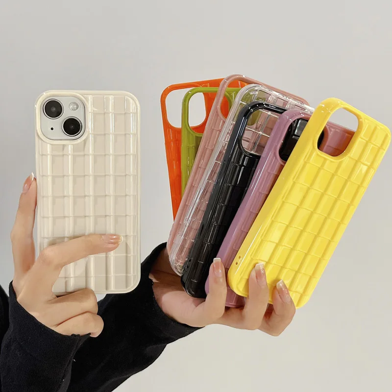 

Luxury Solid Color Glossy Glazed Tiles Bumper Phone Case For iphone 11 12 13 14 Pro Max X XS XR 7 SE2 3 Soft Silicone Cover