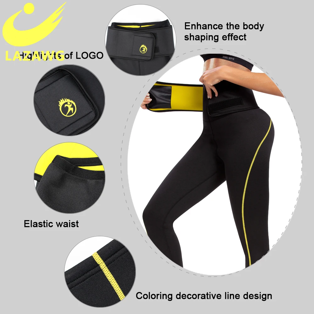 LAZAWG Women's Neoprene Sauna Slimming Trousers Gym Workout Hot Thermo Sweat Capris Leggings Body Shapers Waist Trainer Pant