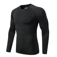black running shirt mens winter base layer long sleeve shirt compression t shirt bodybuilding tight track suit training shirt