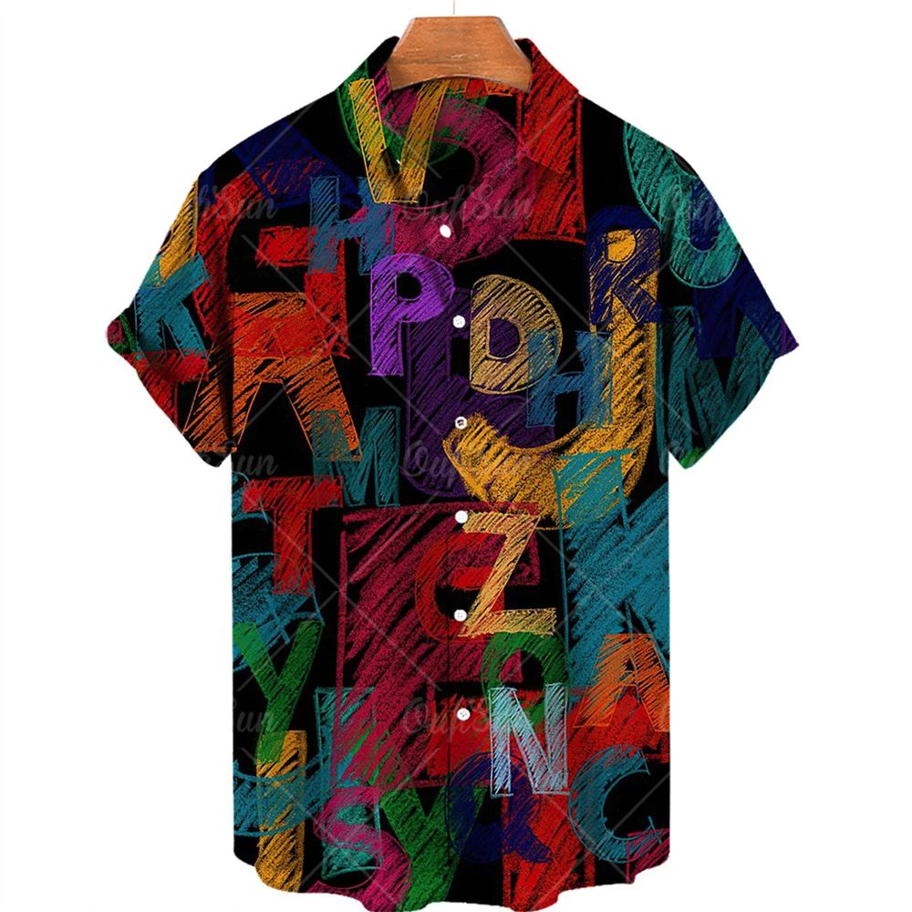 Гавайская рубашка с короткими рукавами для мужчин, приталенная пляжная дорожная гавайская рубашка большого размера с цветочным принтом и граффити, лето 2022