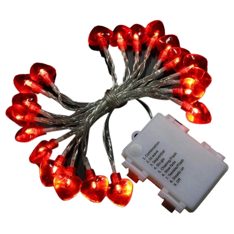 

Valentine's Day Decorations 20 Ft 40 LED Heart String Lights Valentines Lights Battery Operated For Home Party Supplies