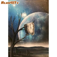 ruopoty painting by numbers for adults hand painted diy frame sun moon tree scenery oil picture by number home decor artwork