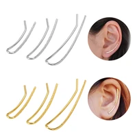2pcs hairpin u shaped clip earrings gold silver color stainless steel cuff ear piercing charm for women earrings tragus jewelry