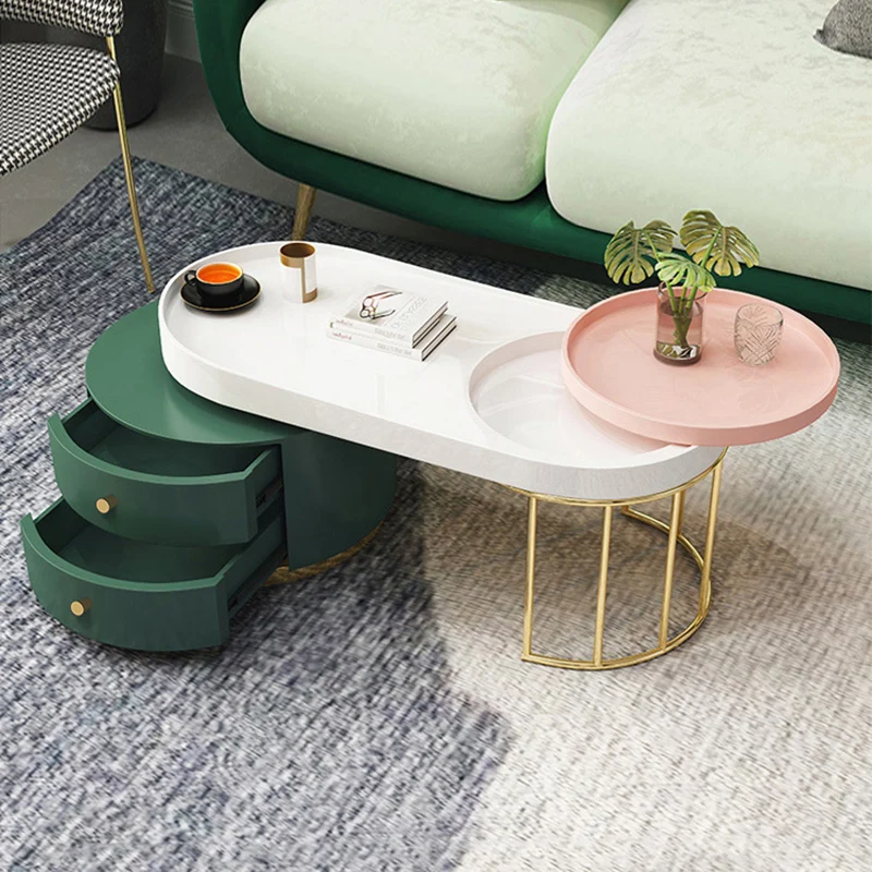 

Living Room Bedroom Coffee Table Modern Storage Drawers Unique Oval Coffee Table Aesthetic Minimalist Neubles De Salon Furniture