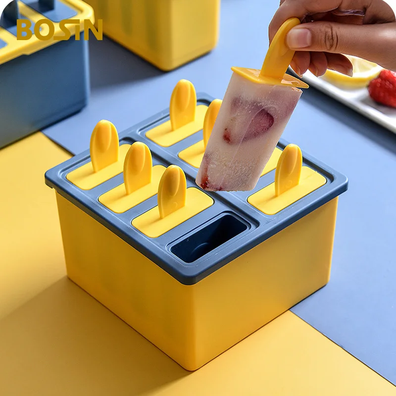 

4/8 Cells DIY Ice Cream Mold Set with Stick And Lid Plastic Frozen Lolly Yogurt Pudding Maker Snack Tools