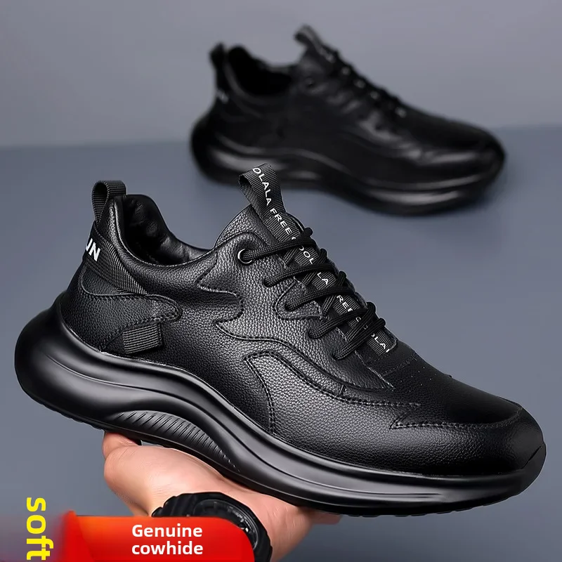 Новинка 2024 мужская осенняя повседневная обувь спортивная кожаная на толстой