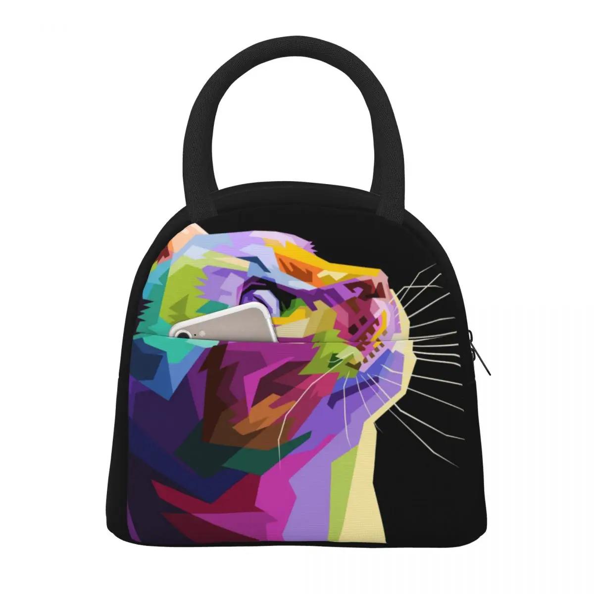 

Colorful Cat Lunch Bags Waterproof Insulated Oxford Cooler Bags Thermal Cold Food Picnic Travel Lunch Box for Women Girl