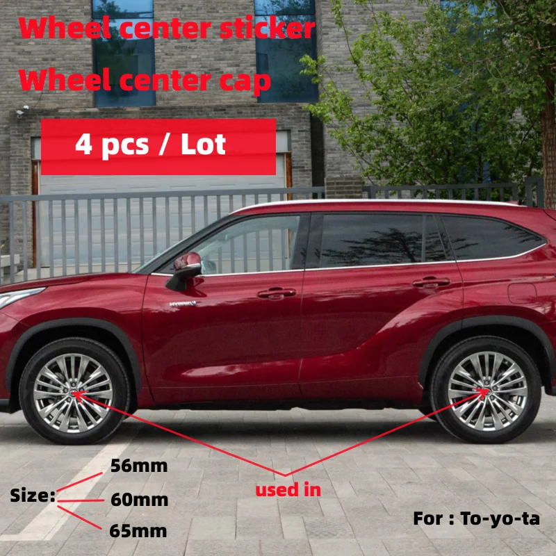 

4-piece Set 56mm 60mm 65mm Metal 3D Car Hub Center Cover Reinstall Rim Decorative Sticker Car Logo Cover Parts Car Accessories