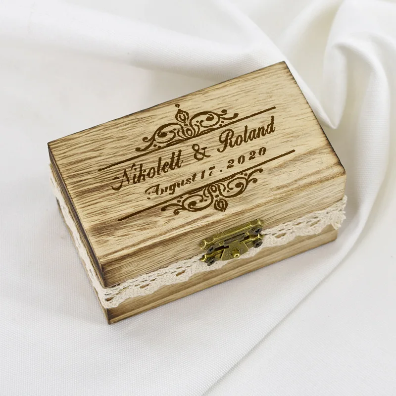

Wedding Ring Box engraved name date Wedding gift Box jewelry Box