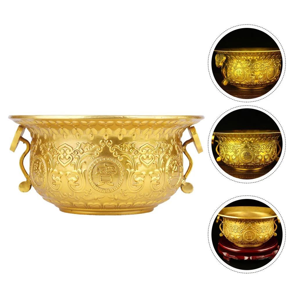 

Treasure Bowl Copper Crafts Home Decor Elegant Adornment Gold Temple Worship Ornament Office Statue Party Gift Decoration