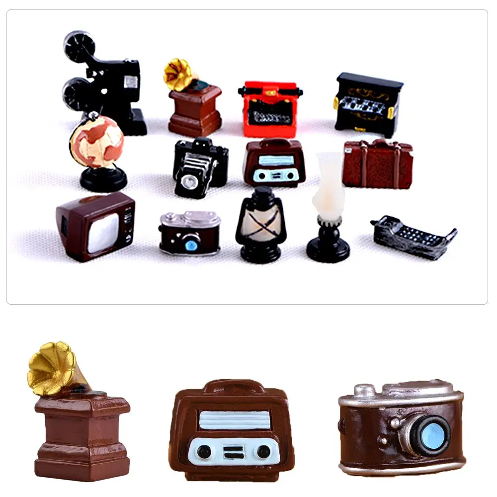 

Retro Resin Home Decor Dollhouse Ornaments Furniture Figurine TV Model Mini Pianos Telephone