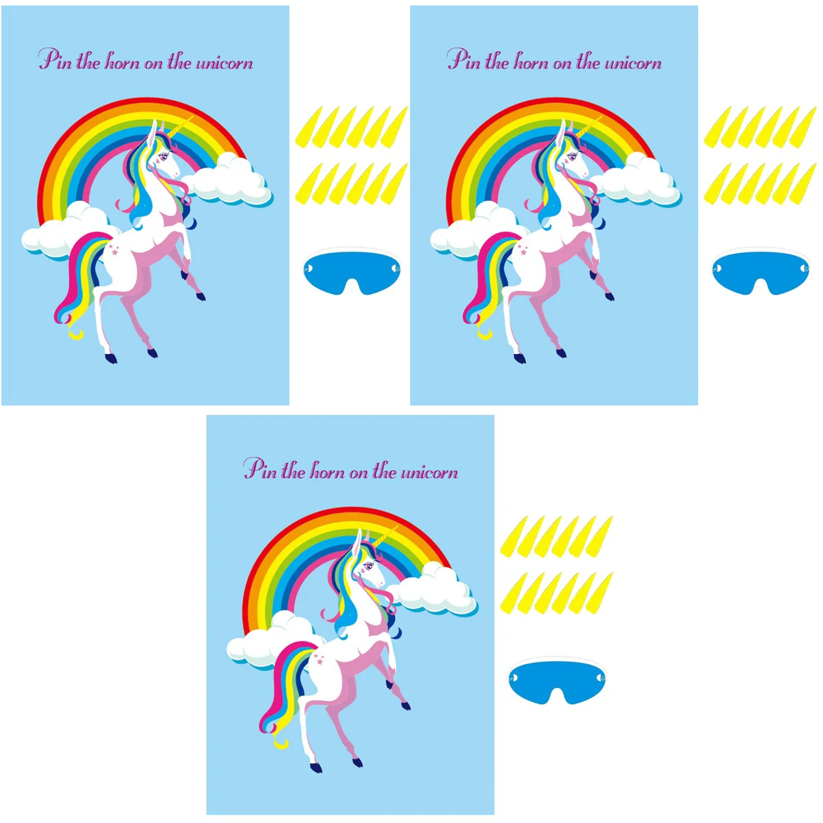 

3 Sets Pin The Horn on The Birthday Party Game Decoration
