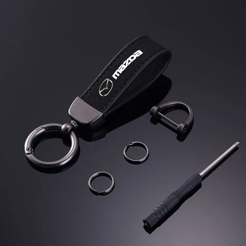 

Fashion Suede KeyChain Horseshoe Buckle Key Ring Car Key Rings for Mazda 3 bk bl 323 Axela Atenza CX-3 CX-4 CX5 CX-7