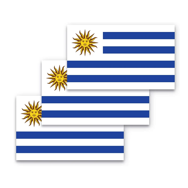 Наклейки на бампер с флагом Уругвайи 3 упаковки из прочного водонепроницаемого