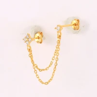 luxury beautiful sparkling zircon flower stud earrings for girls party wedding fringe pierced earrings fashion jewelry gifts