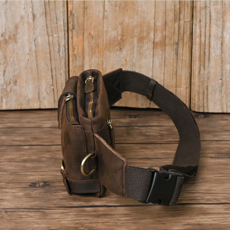 High Quality Waist Packs for Men Genuine Leather Fanny Bag for Phone Pouch Male Shoulder Bag Men's Real Leather Belt Waist Packs