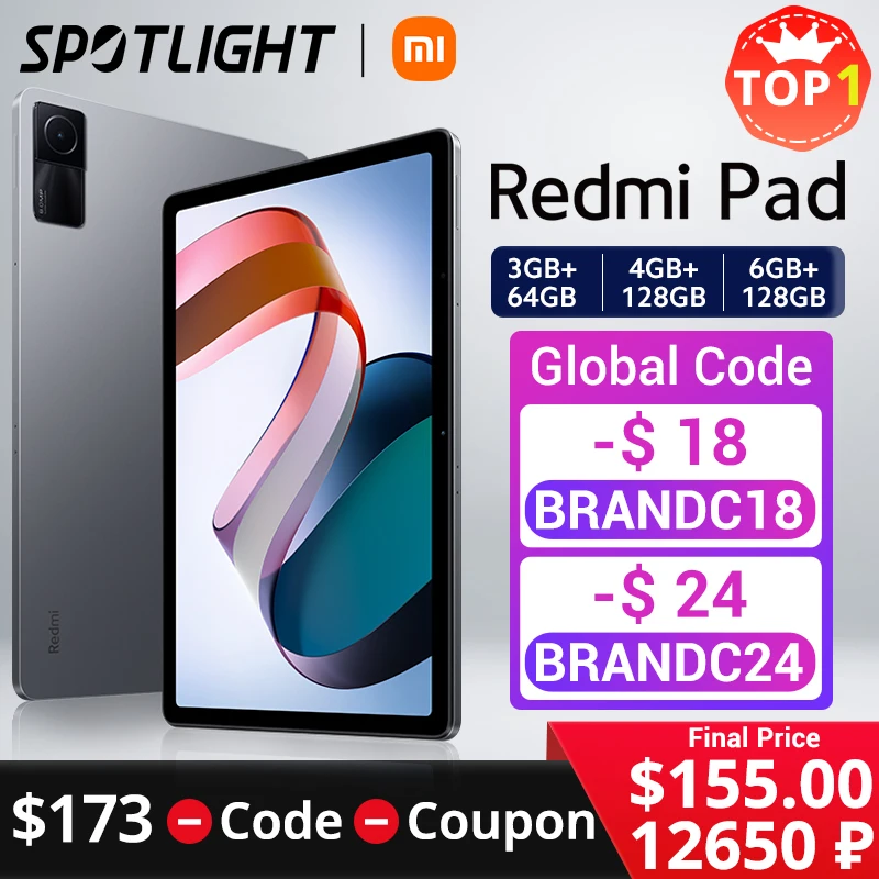 【Мировая премьера 】 глобальная версия Xiaomi Redmi Pad Mi планшет 64 Гб/128 ГБ MediaTek Helio G99 90 Гц 10,61 "2K дисплей аккумулятор 8000 мАч