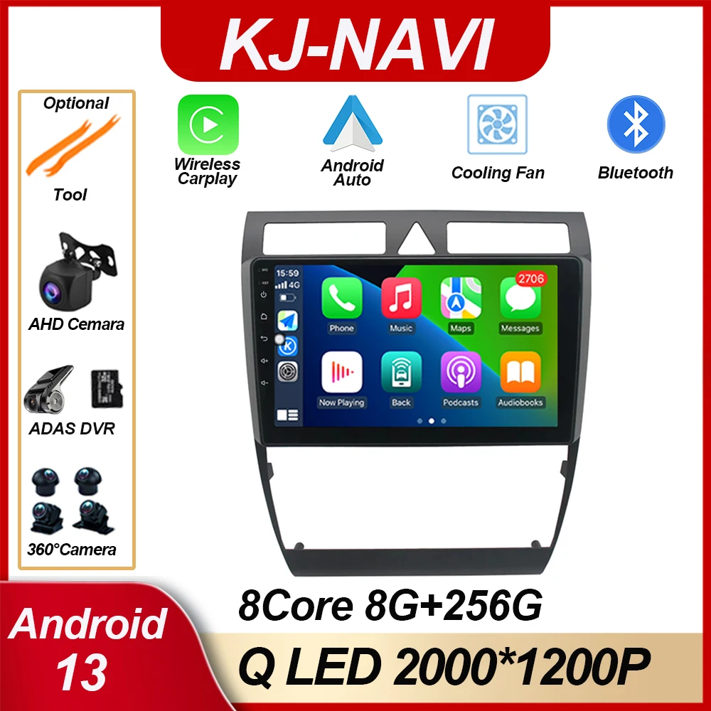 

Android 13 для Audi A6 C5 S6 RS6 1997-2006 9 дюймов 8 ядер Carplay WIFI Bluetooth навигация GPS вентилятор Система радио мультимедиа