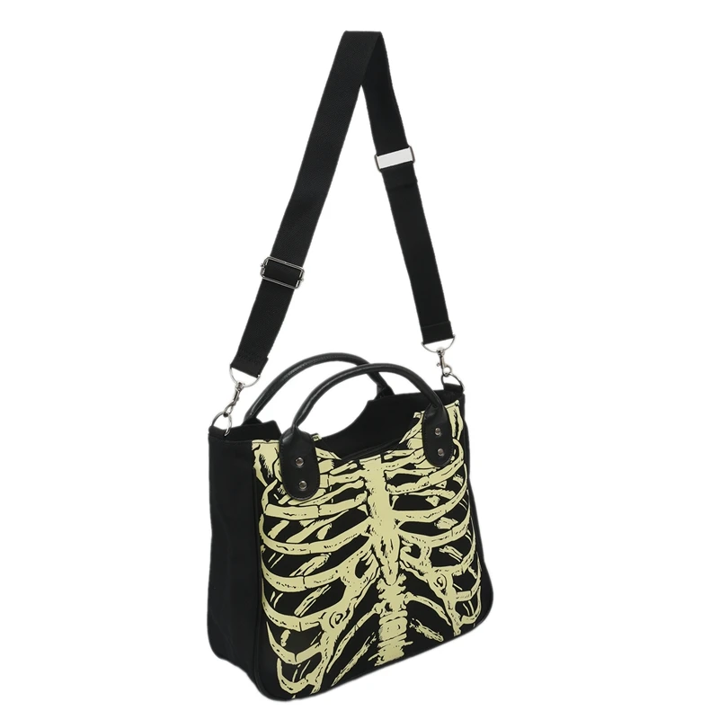 Светящиеся готические сумки со скелетом и черепами, дизайнерские женские повседневные сумки-тоуты в стиле рок, женские сумки в стиле панк, м...