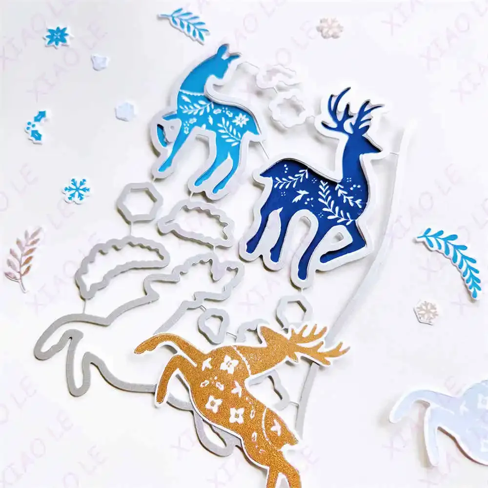 Christmas Deer Folk Star Snowflakes New Metal Cutting Dies Stamps Stencil for Diary Decoration Embossing Template Diy Greeting