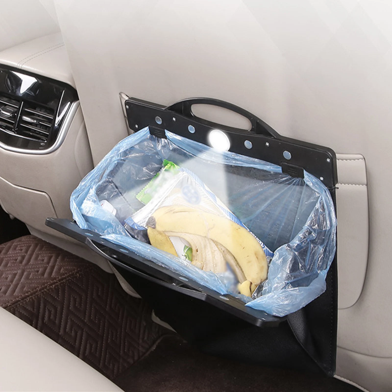 

Car Trash Can Hanging With Led Light Collapsible Waterproof Hanging Car Trash Can Vehicle Garbage Dust Case Storage Bag