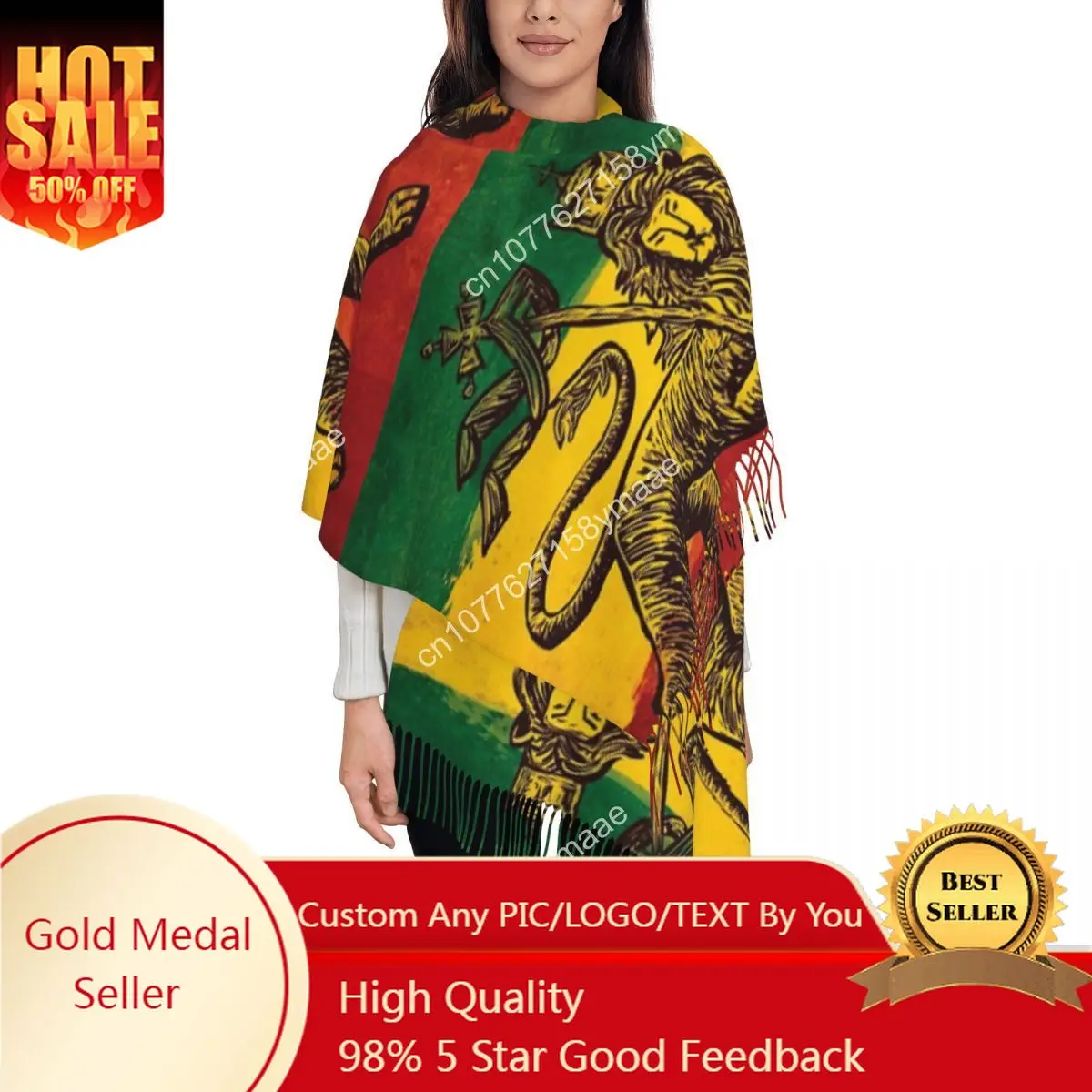 

Custom Egyptian Womens Tassel Scarf Rasta Flag Long Winter Warm Shawl Wrap Gifts Pashmina Scarves