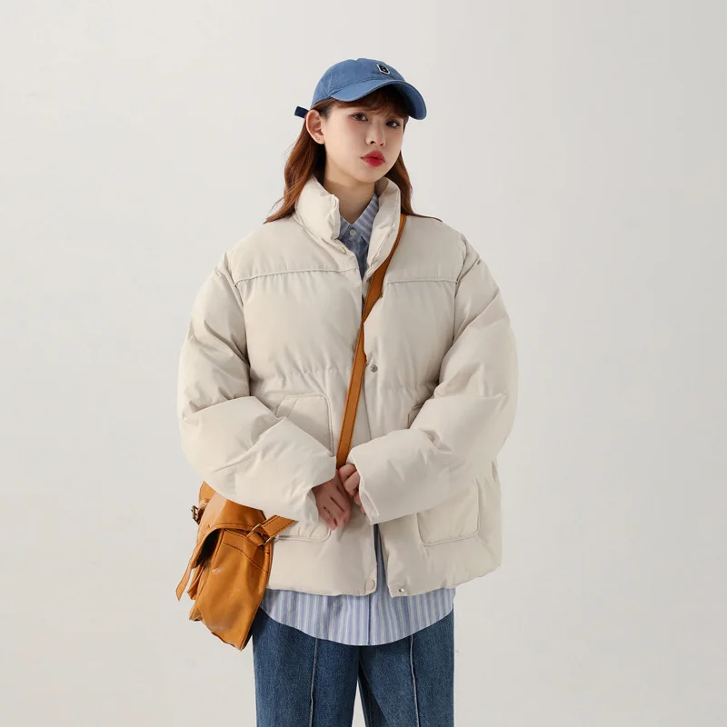 

Осенне-зимнее Короткое женское хлопковое пальто с воротником-стойкой, Корейская Свободная куртка