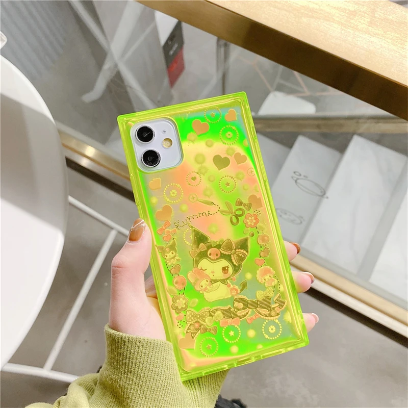 Sanrio Kawaii Mymelody Kuromi женский чехол с мультяшным лазерным рисунком прозрачный