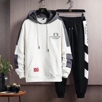 autumn and winter new mens leisure sports two piece youth fashion embroidery hoodie set