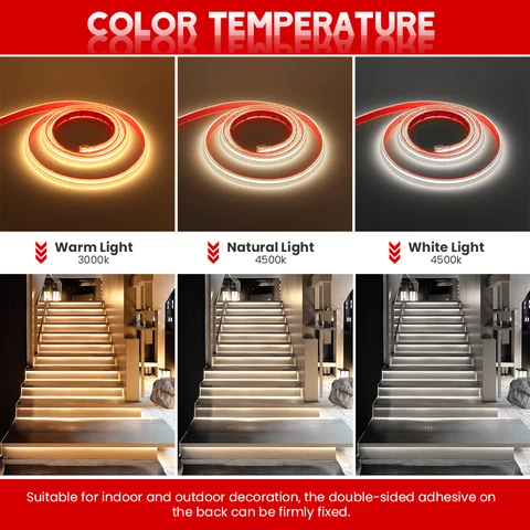 Светодиодная лента XUNATA COB 220В 288leds/м 3000K 4000K 6000K