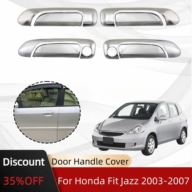 Фото Хромированные накладки на ручки дверей из ABS-пластика для Honda Fit Jazz 2003-2007, серебристые, внешние декоративные элементы для автомобиля №2