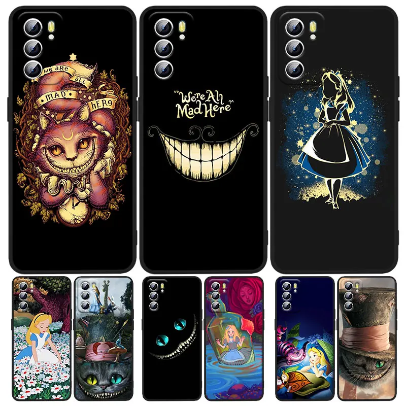 

Alice in Wonderland For OPPO A5 A9 A12 A16 A16S A52 A53S A53 A54S A55 A72 A73 A74 A76 A94 2018 2020 Black luxury Phone Case Capa