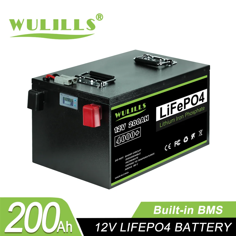 12V 200Ah LiFePO4 Battery Built-in 200A BMS Lithium Battery for Replacing Most of Backup Power Home Energy Storage and Off-Grid