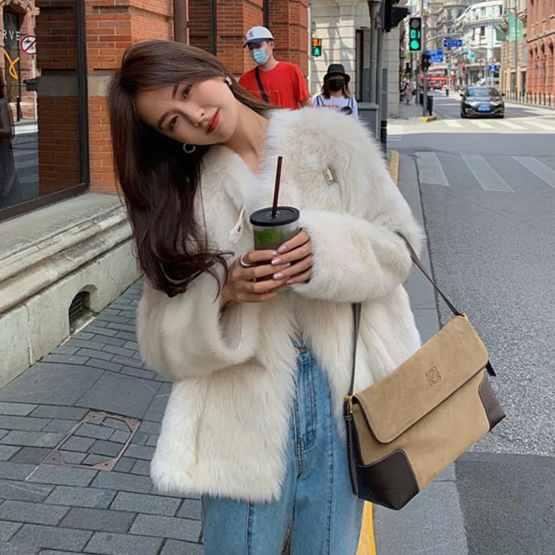 Fashionable Motorcycle Jacket Top Women's 2022 Autumn And Winter New Versatile Young Short Faux Fur Coat Fashion