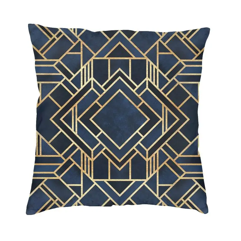 Art Deco Blue Gold Abstract Geometry Throw Pillow Cover Home Decorative 3D Print Geometric Graphic Outdoor Cushions for Sofa