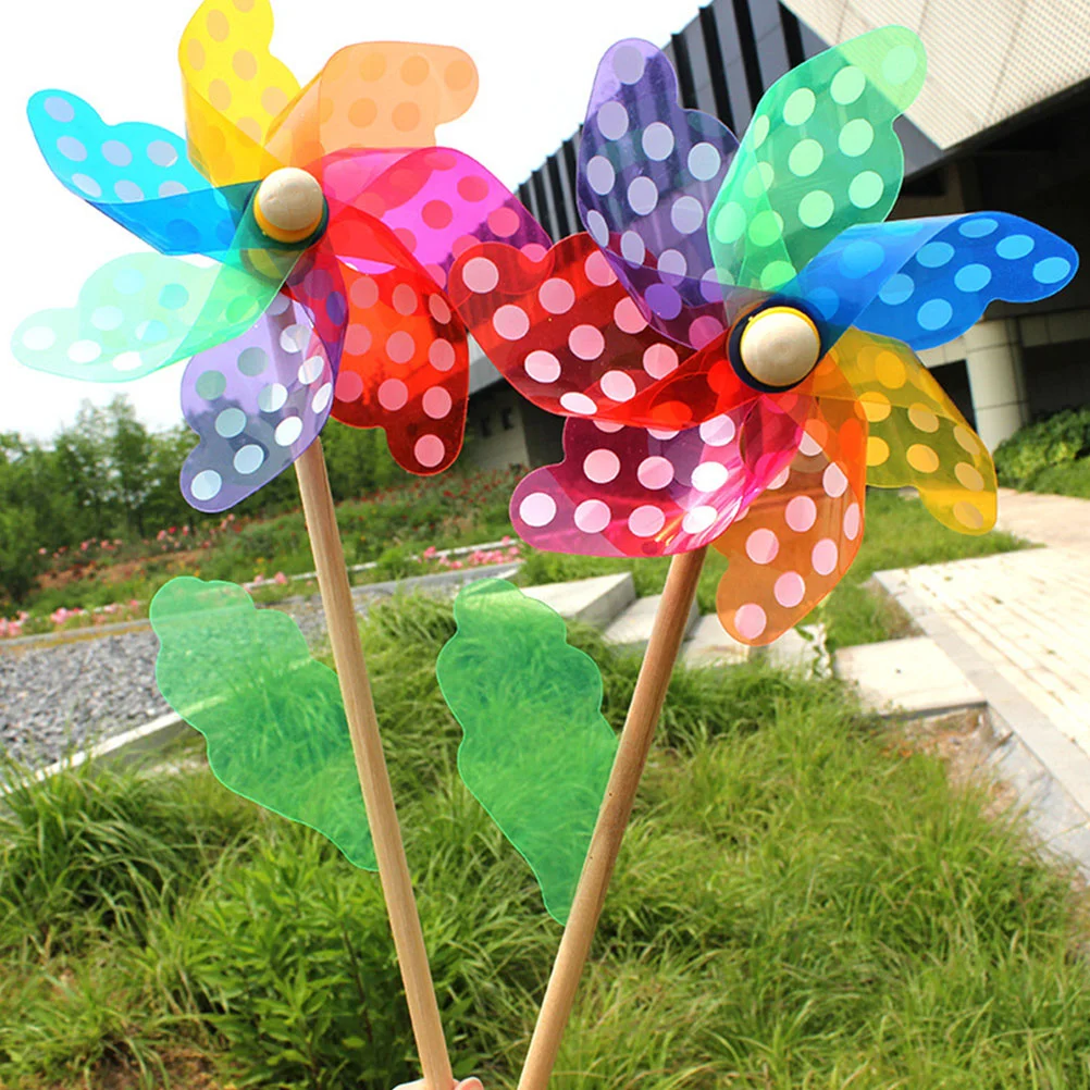

3pcs Colorful Pinwheel Ornaments Plastic Pinwheel Decors Inserting Garden Decorations