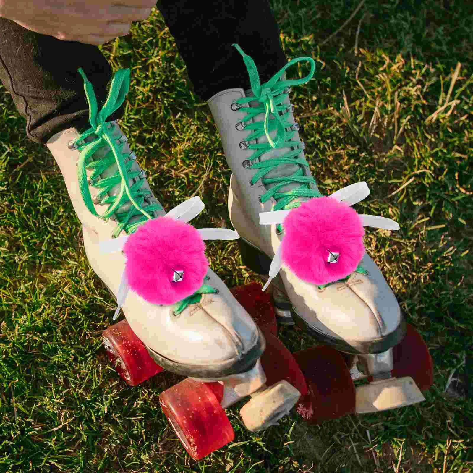 Roller Skate Fur Ball Board Pom Poms for Women Crafts Artificial Fluffy Balls Laces with Pomp