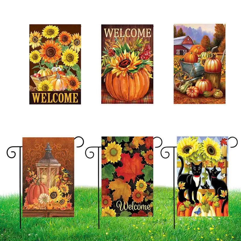 

6 шт./компл., декоративные баннеры в виде листьев, тыквы, кошек