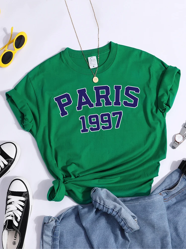 

Paris 1997 Prints Woman Tshirts Vintage Graphic Comfortable Top Tee Niche Original Fashiont-Shirts Oversized Casual Clothes