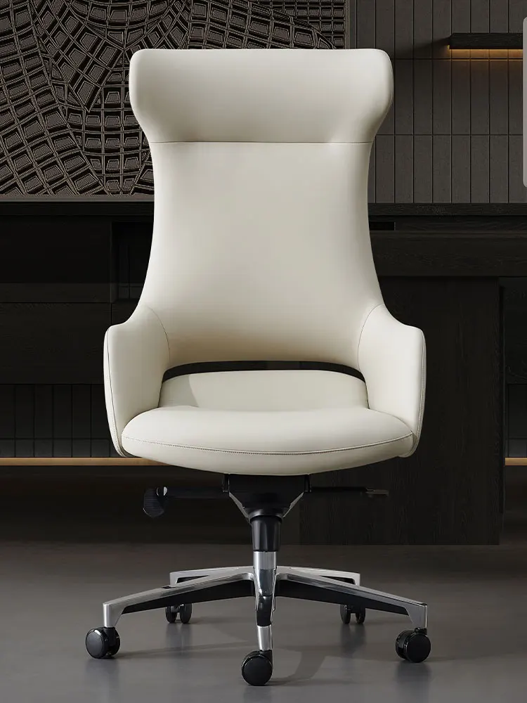 

Leather large class chair Modern comfortable long sitting office chair Reclining computer chair Full leather high-end chair