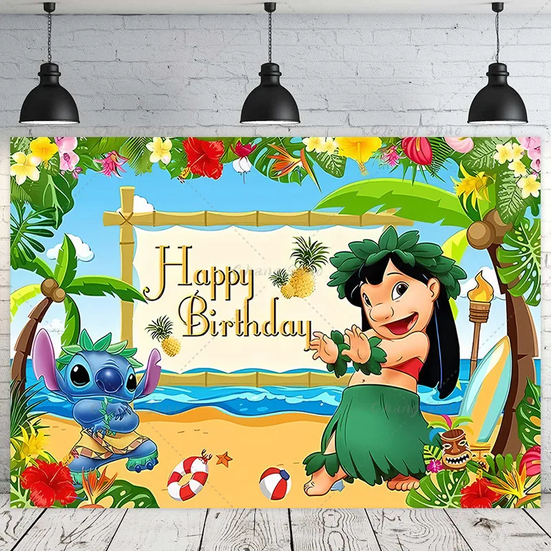 Студийный фон Disney с рисунком Лило Ститч на день рождения