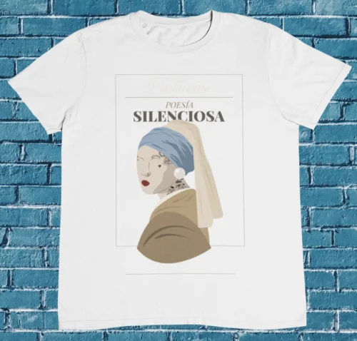 Очаровательная футболка с жемчужными серьгами для девушек-Vermeer -100% Премиум