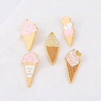 cute cartoon ice cream cone metal dripping oil brooch backpack accessories fashion heart dessert costume jewelry gifts