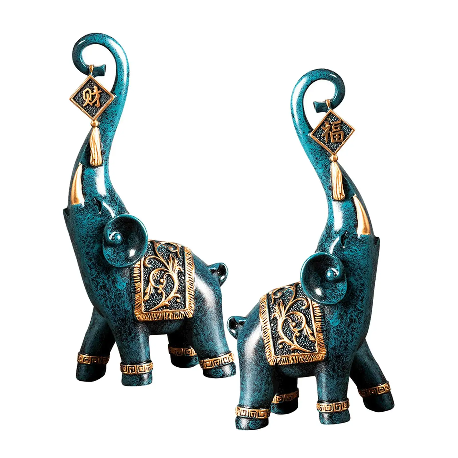 

2 Elephant Statues Animal Office Decoration Decorative Accent Craft