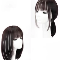 brown bob wigs with bang short straight brown natural synthetic hair for women daily cosplay heat resistant fiber wigs
