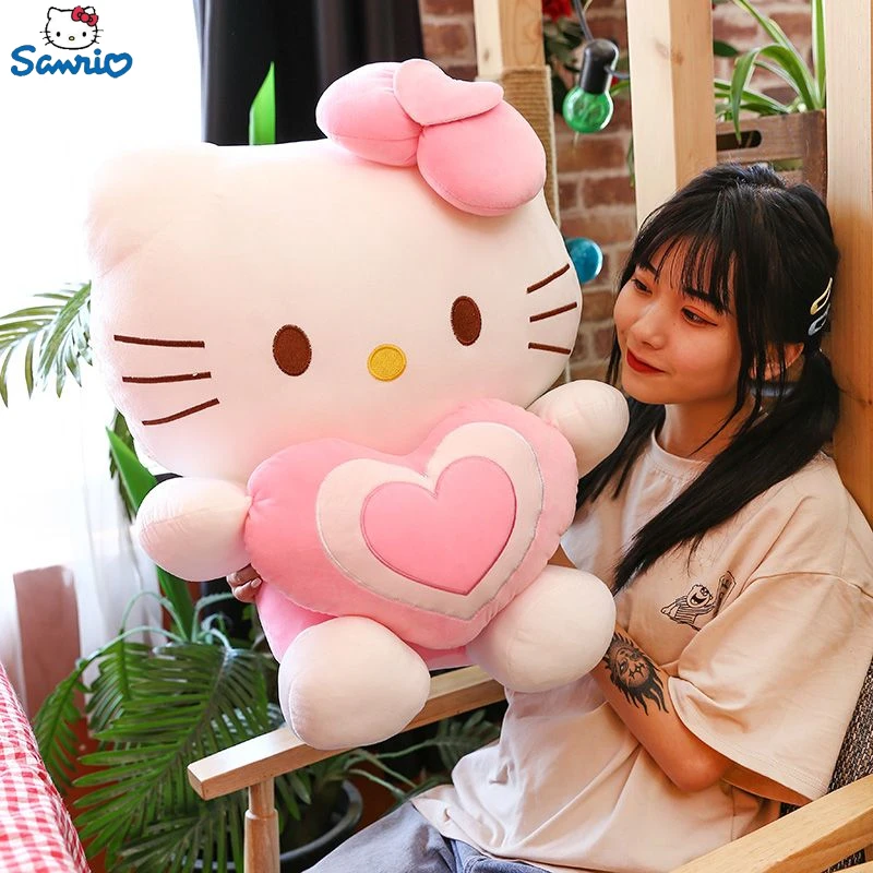 

30cm~ 60cm Sanrio Hello Kitty Cat Plush Dolls Stuffed Animal Toy Kitty Super Cute Pink Heart Kitten Pillow Kid Valentines Gift