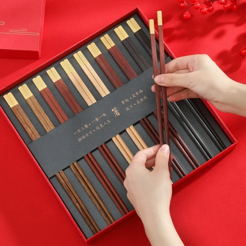 Китайский Стандарт Набор Палочек Для Еды Из Цельного Дерева Платиновая Медная