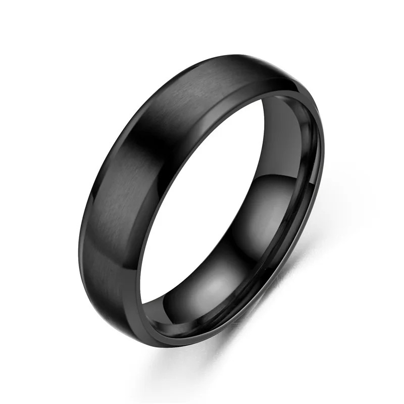 

Hot Sale 6mm Black Matte Stainless Steel Men's Ring Yiwu Small Commodity Ornament Factory Jewelry