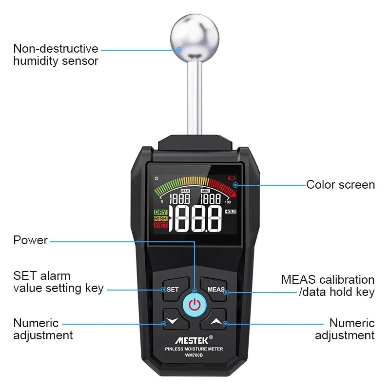 Mestek Wm700b цифровой шариковый зонд измеритель мешалки неинвазивный бесконтактный