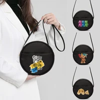 2022 new round bag bear print tote bag single casual shoulder messenger small round bag women mini handbag fashion shopping bag